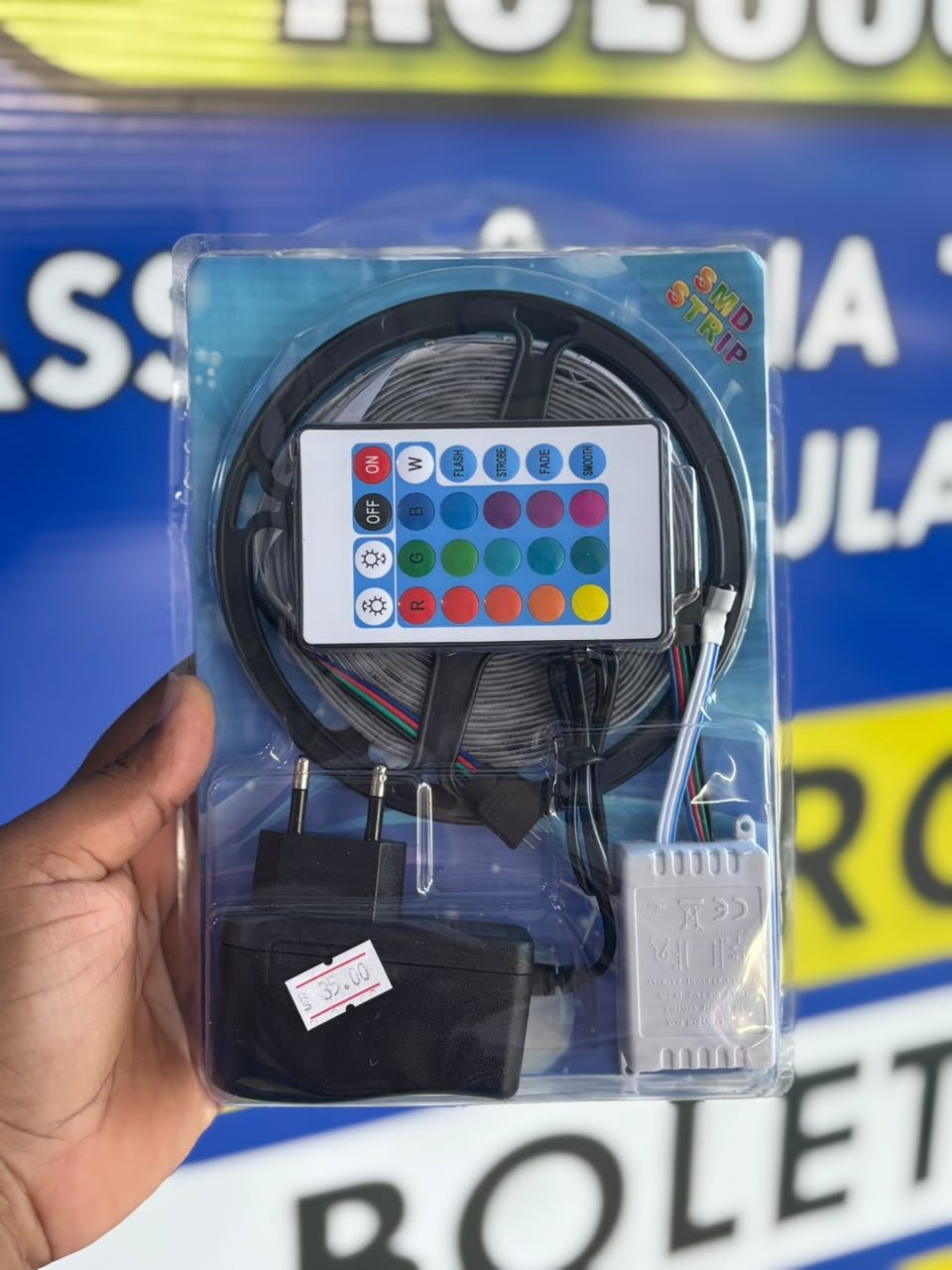 FITA LED 5 METROS COM FONTE E CONTROLE
