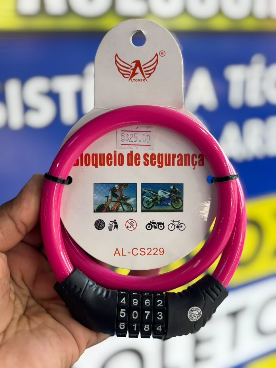 CADEADO PARA BICICLETA COM SENHA - imagem do produto