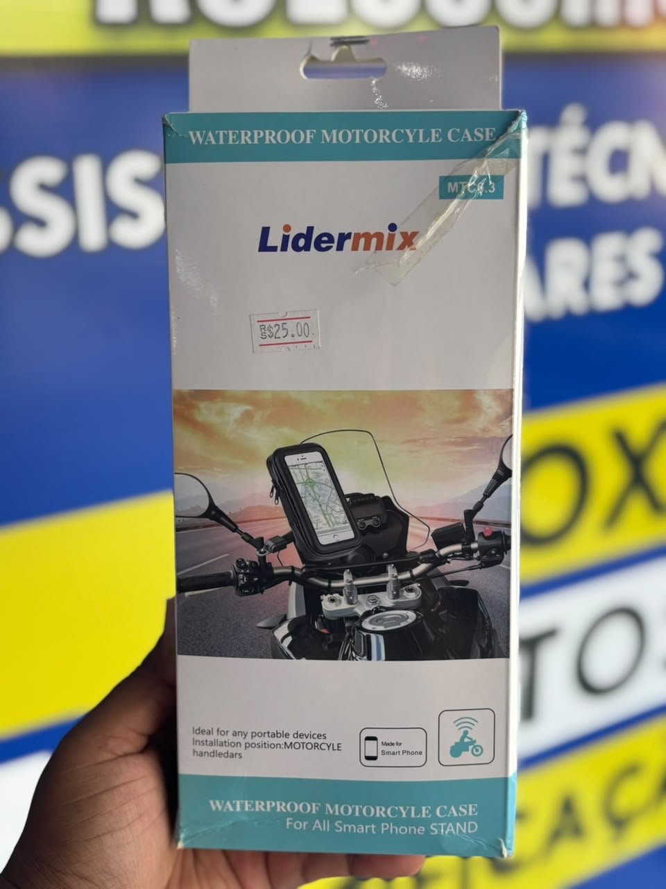 SUPORTE COM CAPA PARA MOTO