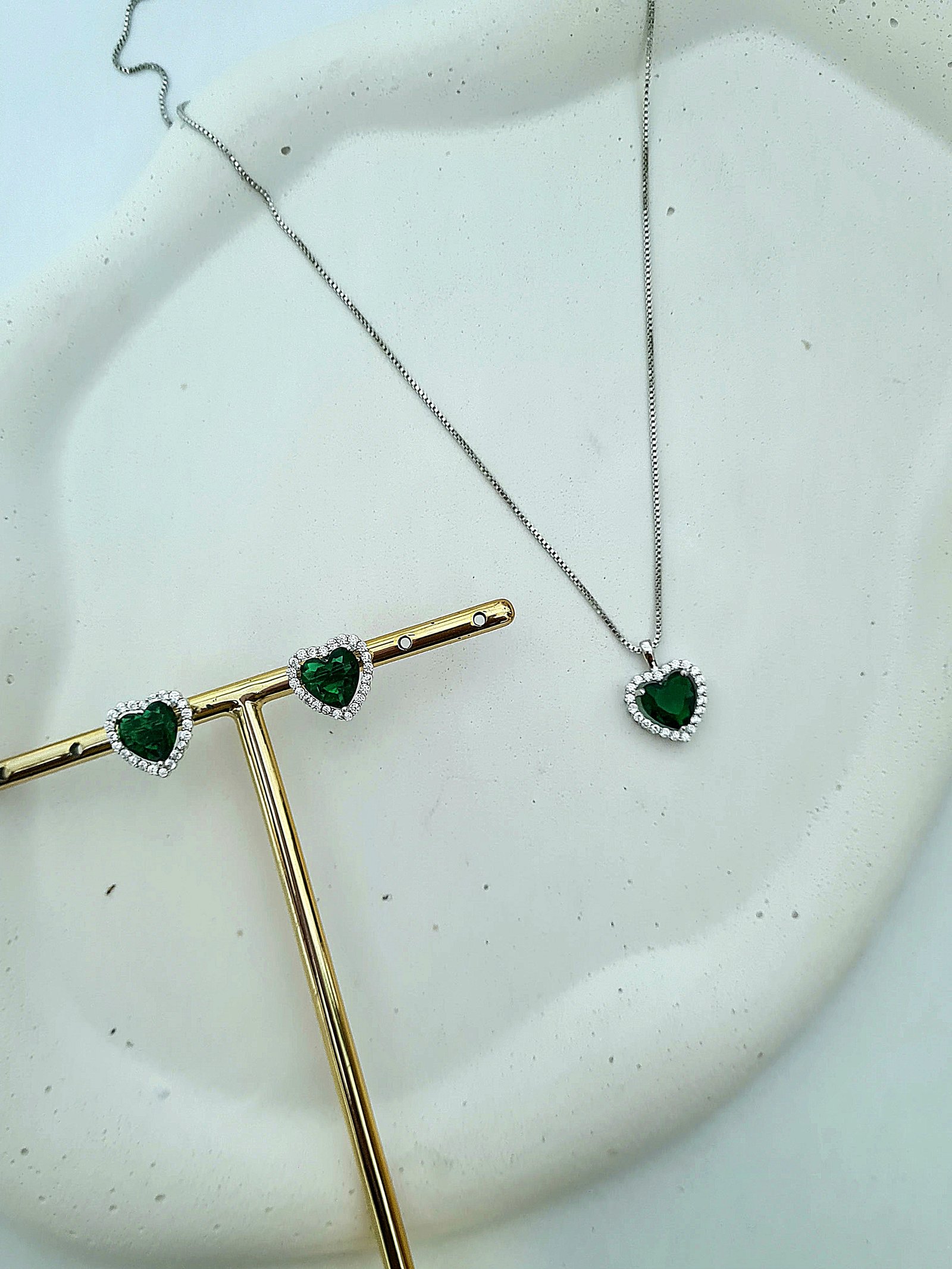 Conjunto coração esmeralda