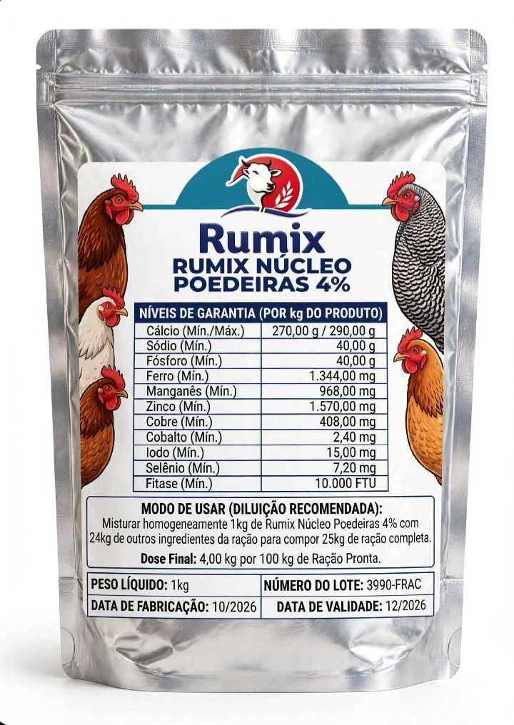 🐔 RUMIX NÚCLEO POEDEIRAS 4% | 1 kg - imagem do produto