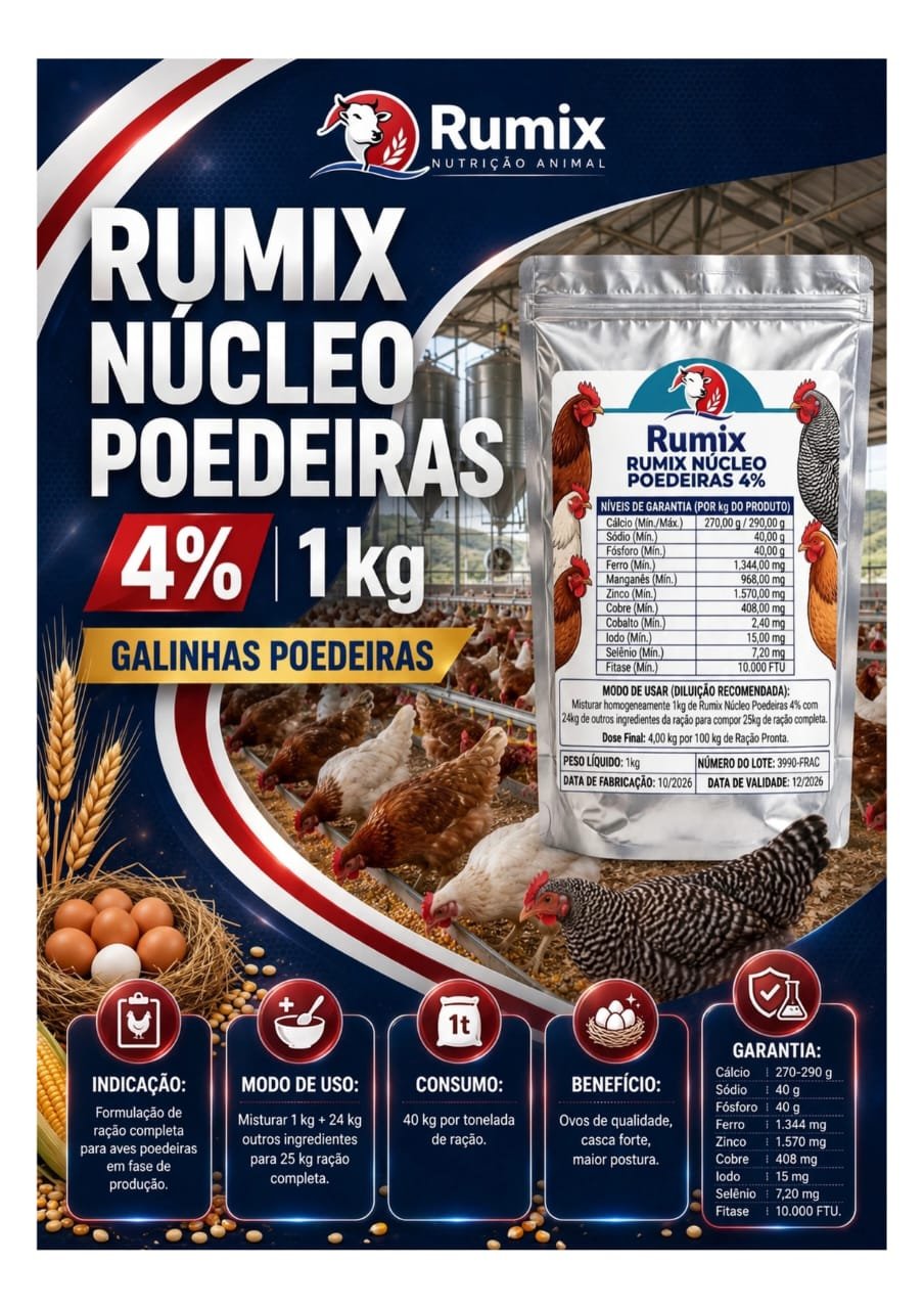 🐔 RUMIX NÚCLEO POEDEIRAS 4% | 1 kg