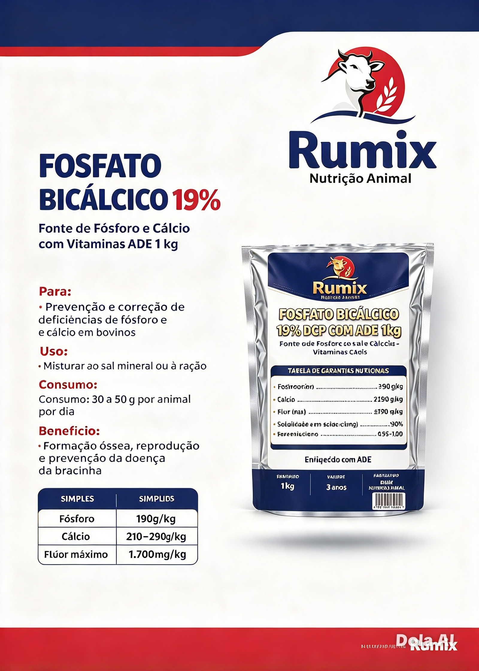 🐄 FOSFATO BICÁLCICO 19% | 1 kg
